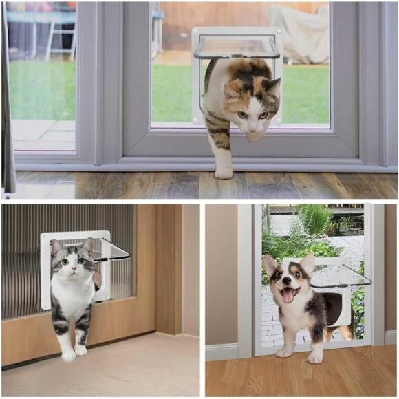 Thin Cat Door for Windows, Pet Doors and Sliding Door, Safety Pet Door with Lock - Picture 6 of 8
